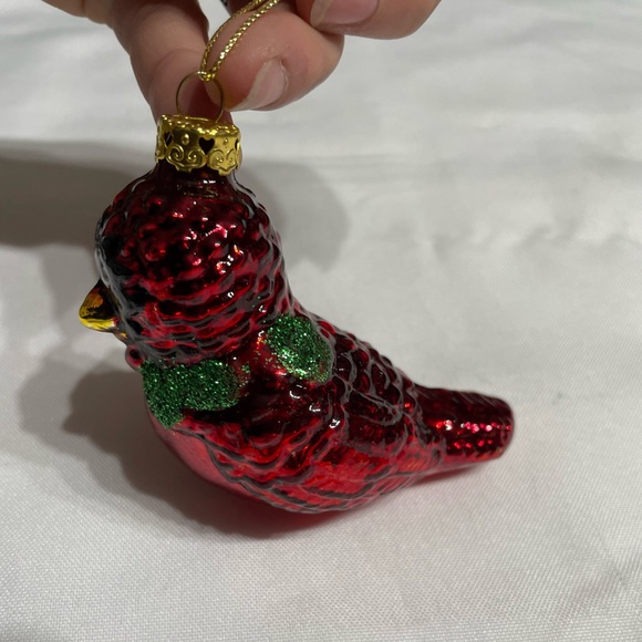 3” glass Red Robin Christmas tree ornament excellent condition - Picture 4 of 8